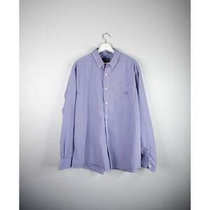 Chaps Button Down Shirt Mens XXL Purple Gingham Stretch Easy Care Long Sleeve